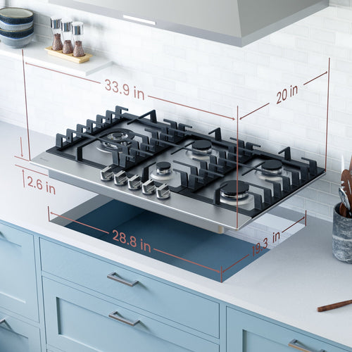 Rangaire 34" Gas Cooktop 5 Burners Stainless Steel RCG341S Rangaire Appliances