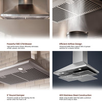 Rangaire 36" Wall-Mounted Range Hood 580 CFM Convertible  Stainless Steel  RHWMP36S Rangaire Appliances