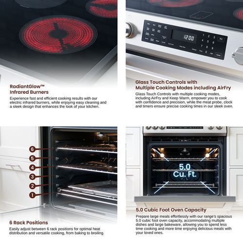 Rangaire 30" Electric Range Self-cleaning Air Fry True Convection Oven Slide-in Stainless Steel RRE303GS Rangaire Appliances