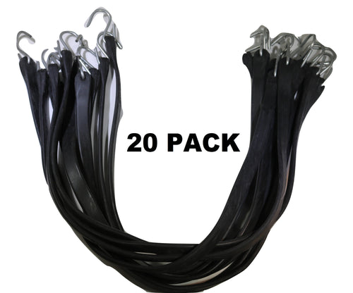 15 Inch Rubber Tarp Straps w/ Crimped S Hooks | 20 PACK RatchetStrap.Com