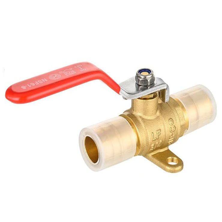 3/4" PEX Expansion Drop Ear Ball Valve, Red (Lead Free)