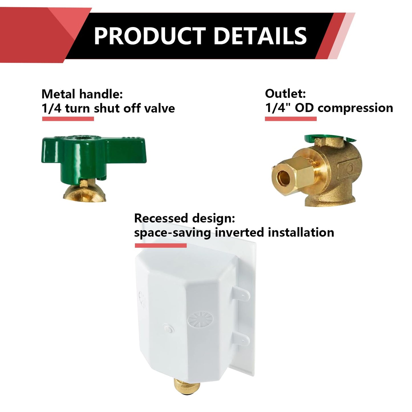 10 Pcs 1/2" PEX Expansion (F1960) Inlet, Ice Maker Outlet Box, with Stainless Steel Arrestor