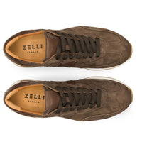 Zelli Italia 66-265-NIC ROXI Suede & Calfskin Sneaker, Nicotine