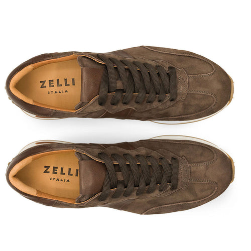 Zelli Italia 66-265-NIC ROXI Suede & Calfskin Sneaker, Nicotine