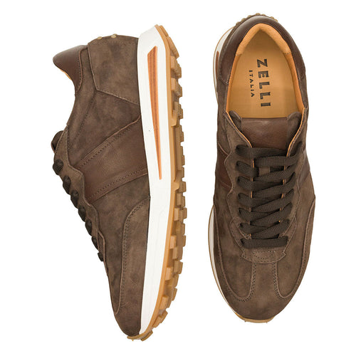 Zelli Italia 66-265-NIC ROXI Suede & Calfskin Sneaker, Nicotine