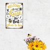 Putuo Decor Welcome Metal Signs, Tin Plaque Painting Retro Bee Decoration Plate Iron Wall Art Decor for Home Bedroom Farm