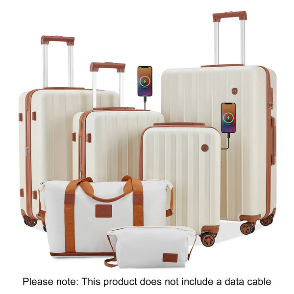 imiomo Expandable Carry on Luggage Suitcase Set with Travel Bag, Cup Holder, TSA Lock, Spinner Wheels, Lightweight Durable