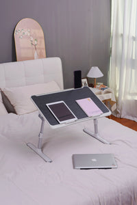 Foldable laptop bed tray table, height and angle adjustable laptop bed table, laptop table for bed/sofa/sofa chair/floor, laptop