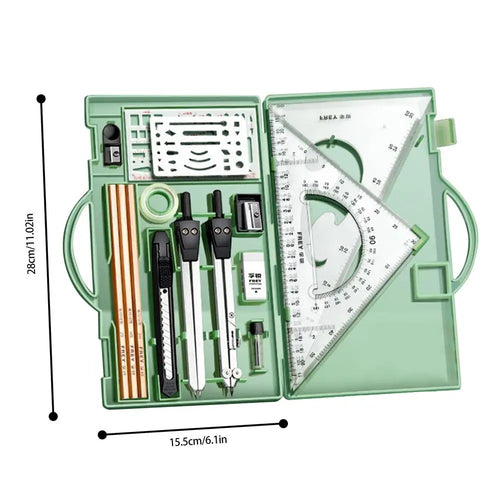 Drafting Kit Geometry Drawing Tools Set Triangle Ruler Compass Protractor Set Drafting Supplies Architecture Drawing Pencils