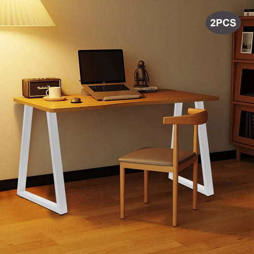 28Inch White Metal Table Legs, 2pcs Trapezoidal Table Support Frames, Furniture Parts Suitable for Dining Tables, Computer Desks