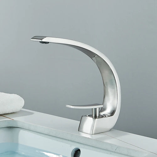 Luxury Brass Basin Faucet Deck Mounted Black Hot Cold Water Bathroom Basin Wash Mixer Tap Single Hole For Bathroom