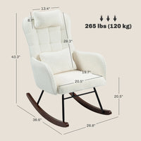 Homcom Boucle Rocking Chair with Headrest and Lumber Pillow Cream White