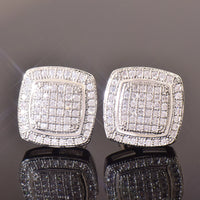 CUC 12MM Square Stud Earring Iced Out Cubic Zirconia Women Screw/Push Men Earrings Hip Hop Jewelry Fashion Gift