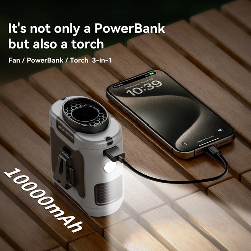 20000mAh Outdoor Portable Waist Fan Hanging Neck Fan Strong Wind with Power Bank LED Lighting for Sports Courier Outdoor Working