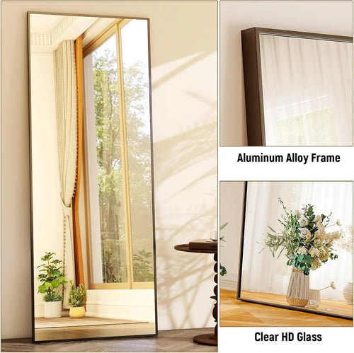 64"x21" Full Length Mirror Full Body Mirror Freestanding Hanging or Leaning Rectangle Floor Mirror Aluminum Alloy for Bedroom