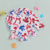 Children s Girls  Swimsuit Short Sleeve Floral Print Swimwear with Ruffle Detail for Pool Party and Vacation