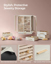 SONGMICS Jewelry Box 360° Rotating, Jewelry Storage Case with 5 Drawers, Jewelry Organizer, Glass Window, Spacious