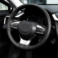 14.5" to 15" Steering Wheel Cover with Needle Thread DIY Hand Stitching Genuine Cowhide Leather Punched Breathable Car Styling