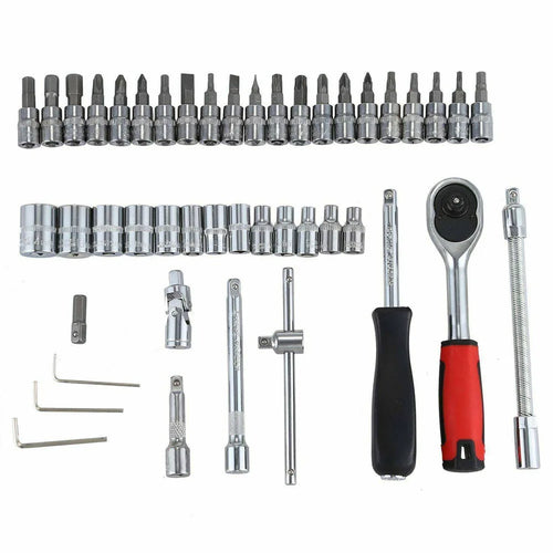 46PCS Socket Set 1/4" Drive Ratchet Spanner Metric Drive Small Socket Set and Extension For Car Bicycle Repair