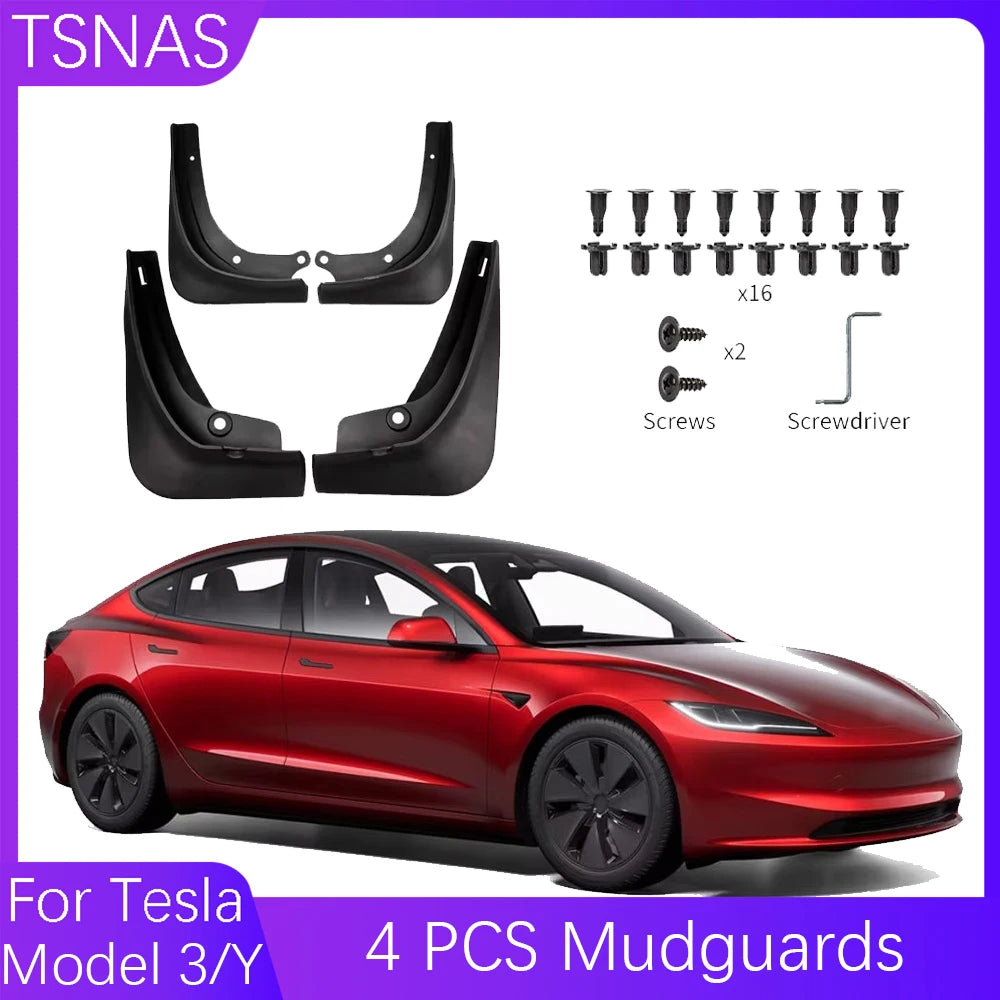 For Tesla Model 3 Y 2016-2024 4 PCS Mudguards Front Rear Wheel Mud Flaps Splash Guards ABS Car Accessories