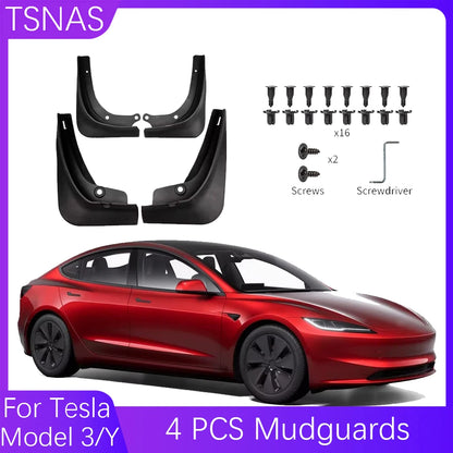 For Tesla Model 3 Y 2016-2024 4 PCS Mudguards Front Rear Wheel Mud Flaps Splash Guards ABS Car Accessories