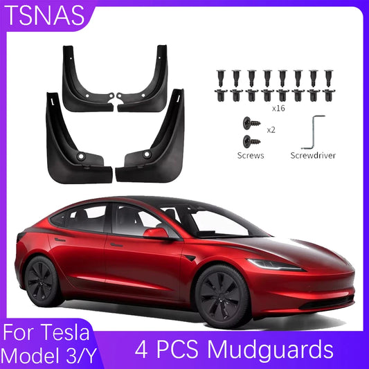 For Tesla Model 3 Y 2016-2024 4 PCS Mudguards Front Rear Wheel Mud Flaps Splash Guards ABS Car Accessories