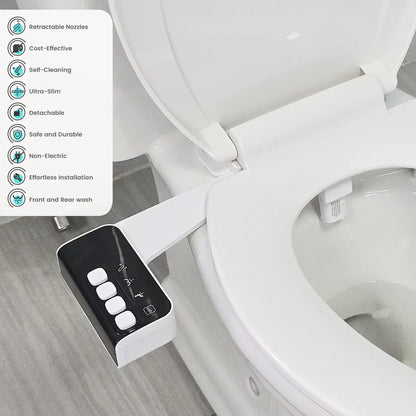 ITAX Bidet Toilet Ultra Slim Toilet Seat Attachment Non-Electric Self-Cleaning Hygienic Nozzle Adjustable Water Pressure Control