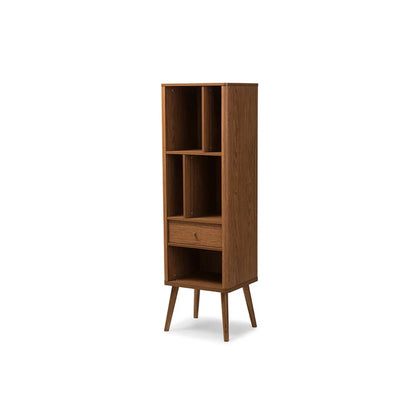 Mid-Century Modern Walnut Bookcase with Drawer Spacious Shelves Home Office Storage and Display