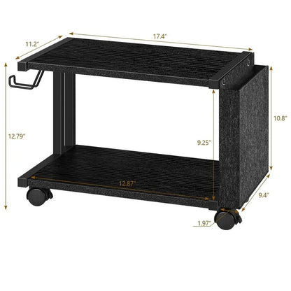 Printer Stand Under Desk Printer Table with Wheels 2 Tier Small Printer Cart with Storage Bag Desktop White Printer Stands