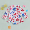 Children s Girls  Swimsuit Short Sleeve Floral Print Swimwear with Ruffle Detail for Pool Party and Vacation