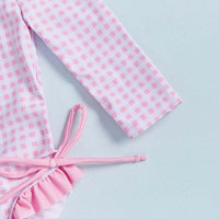 Women s Long Sleeve Rash Guard Swimsuit with Ruffle Trim and Floral Print  Bathing Suit Swim Romper for Girls