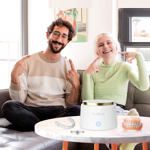 Tullker Household Ultrasonic Retainer Cleaner for Denture Jewelry Braces Cleaning with UV Light