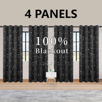 4PCSBlackout Curtains Grommet Thermal Insulated Room Darkening  With Circle And Dots Foil Printed For Bedroom