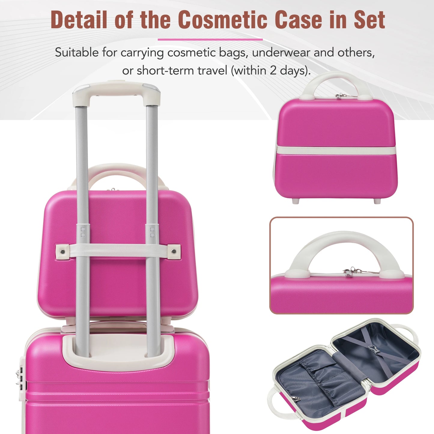 Hardshell Luggage Sets 4 Pieces 20"+24"+28" Luggages and Cosmetic Case Spinner Suitcase with TSA Lock Lightweight