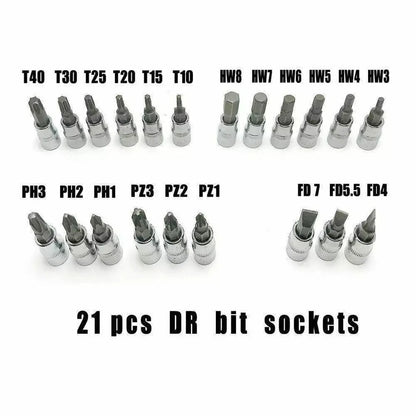 46pcs Metric Flexible Head Ratcheting Wrench Combination Wrench Set 1/4" Drive Hex Bit Socket Set Mechanic Tool Car Repair Tool