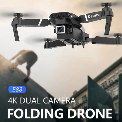 Professional Drone E88 Pro 4K Wide-Angle HD 1080P Camera WiFi Height Hold Foldable RC Drone Quadrotor Helicopter Children's Toys