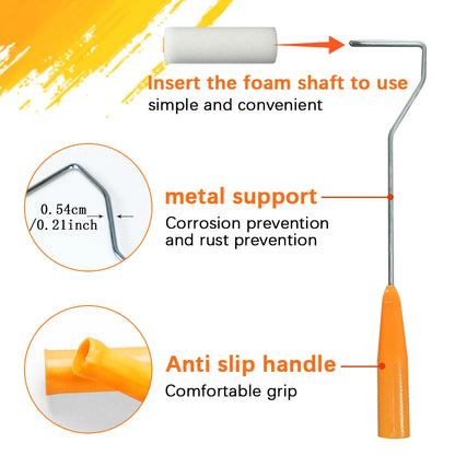 13pcs Mini Paint Roller Kit With 10 4-Inch Covers,30cm Long Roller Frame Paint Roller For Painting Walls Practical Tool