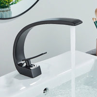 Luxury Brass Basin Faucet Deck Mounted Black Hot Cold Water Bathroom Basin Wash Mixer Tap Single Hole For Bathroom