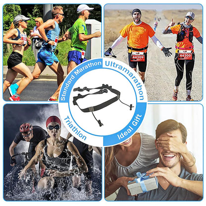 Outdoor Running Waist Belt with 6 Loops Triathlon Race Belt Running Bib Belt for Running Cycling Triathlon Marathon