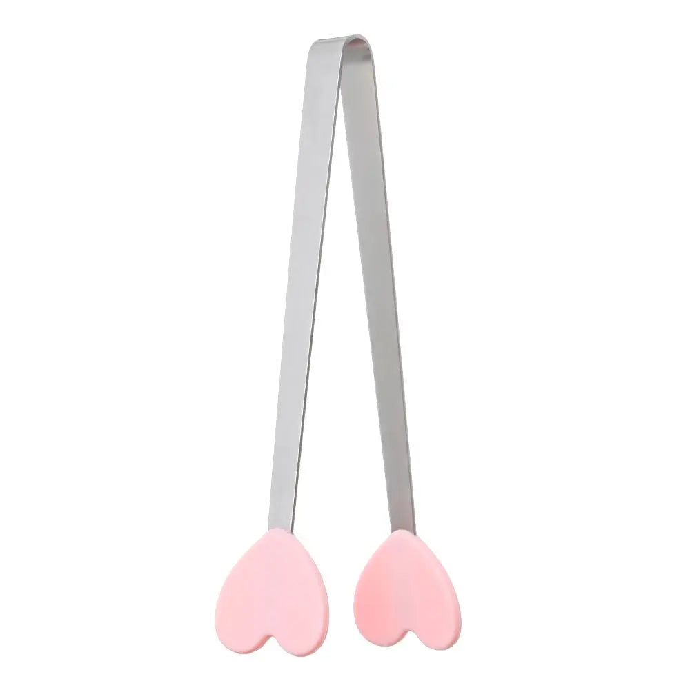 Creative Silicone Stainless Steel Mini Snack Food Tongs Non-slip Handles BBQ Bread Ice Cube Clip Kitchen Accessories BBQ