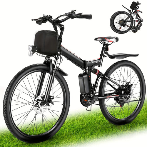 26" Folding Electric Bike for Adults, with 500W Motor,48V 20MPH Removable Battery, Up to 50Miles Range, Cruise Control