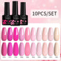LILYCUTE 10PCS/Set Набір гель-лаків для нігтів Рожевий фіолетовий гель для нігтів Напівперманентний УФ світлодіодний лак Nail Art Design Soak Off Набір гелів для нігтів