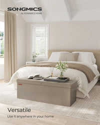 SONGMICS Storage Ottoman, 35 Gal., Storage Chest, Folding Footrest Bench, 660 lb Load Capacity, Synthetic Leather