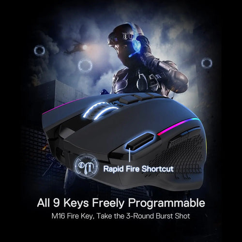 Redragon M991 Wireless Gaming Mouse, 19000 DPI Wired/Wireless Gamer Mouse w/Rapid Fire Key RGB Backlight