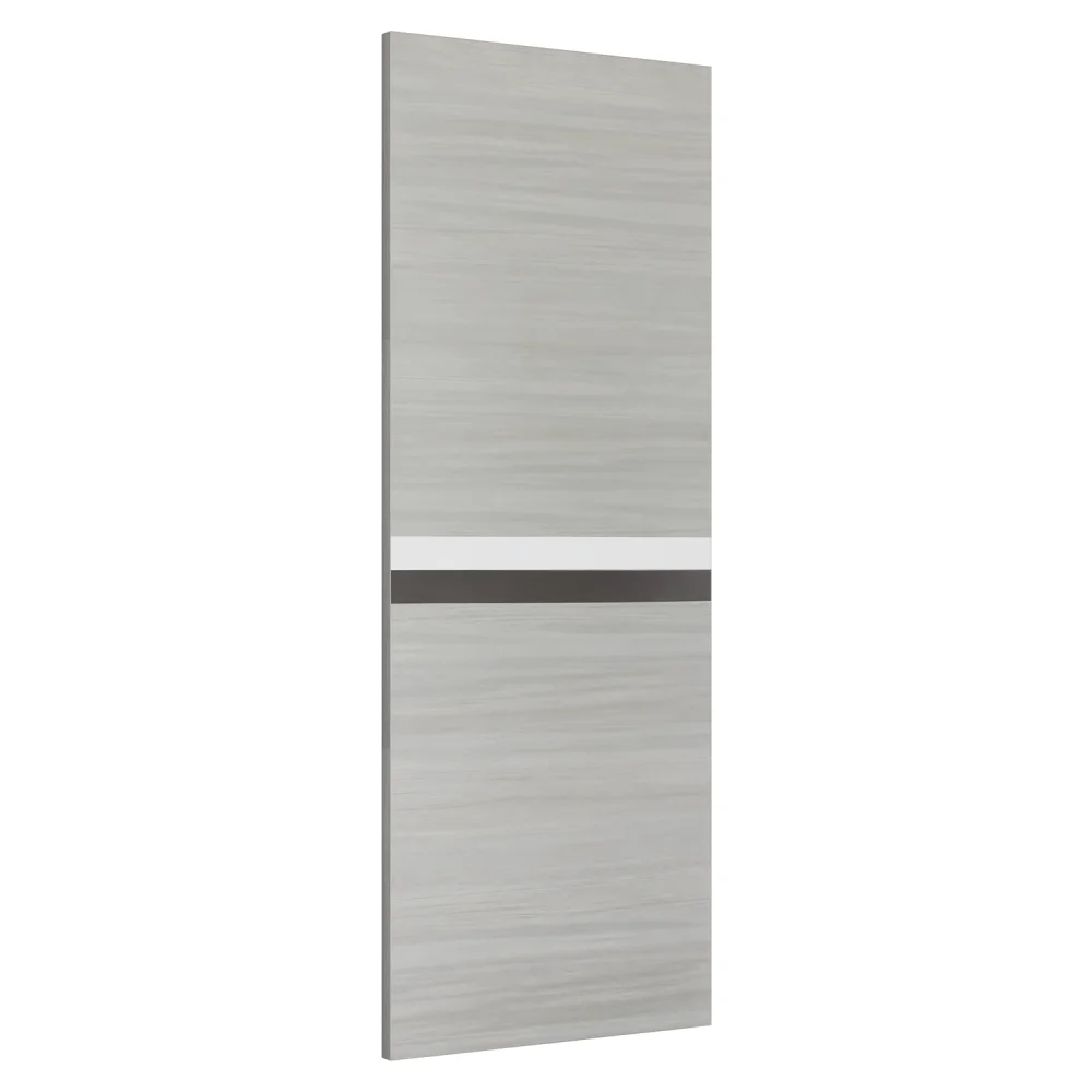 32" x 84" Melamine Integrated Door Slab + 6.6FT Sliding Track Kit + Adjustable Floor Guider + Pull Handle, Modern Interior Door