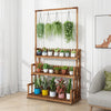 3-Tier Hanging Wood Plant Stand Planter Shelves Flower Pot Organizer Rack Multiple Display Holder Shelf Indoor Outdoor