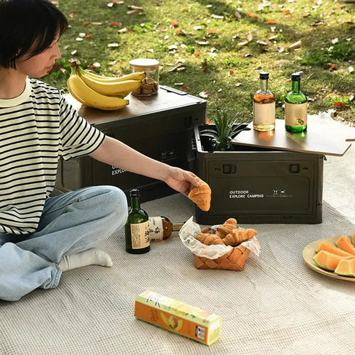 Outdoor Camping Folding Storage Box Tourist Table Car Storage Box Travel Storage Bin With Lids And Handles Camping Equipment