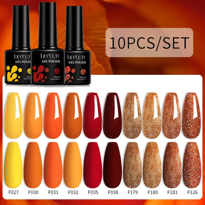LILYCUTE 10PCS/Set Набір гель-лаків для нігтів Рожевий фіолетовий гель для нігтів Напівперманентний УФ світлодіодний лак Nail Art Design Soak Off Набір гелів для нігтів