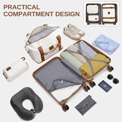 Kono 6-Piece Luggage Set, Lightweight ABS Hard Shell with TSA Lock, 20" 24" 28" Suitcases, Beauty Case, Duffel & Toiletry