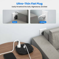 TRANSTON Power Outlet with Surge Protector, 6 power strip 3 USB Ports, 3.3ft Extension Cord, Fire Resistant, For Home and Off
